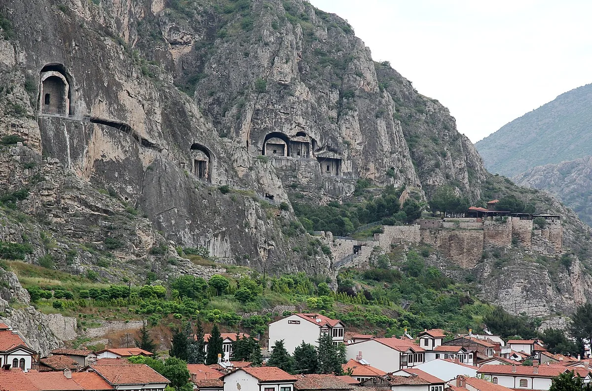 The Pontic royal rock-cut tombs carved into Mount Harşena above Amasya