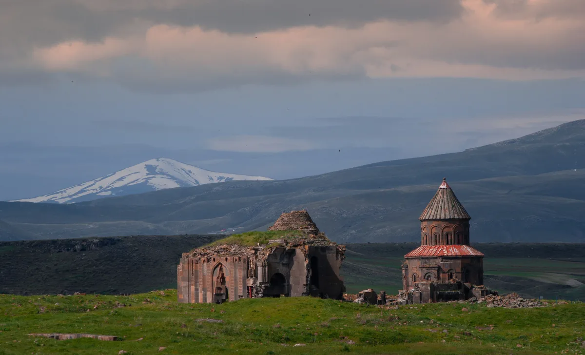 The ruined cathedral and walls of the medieval city of Ani