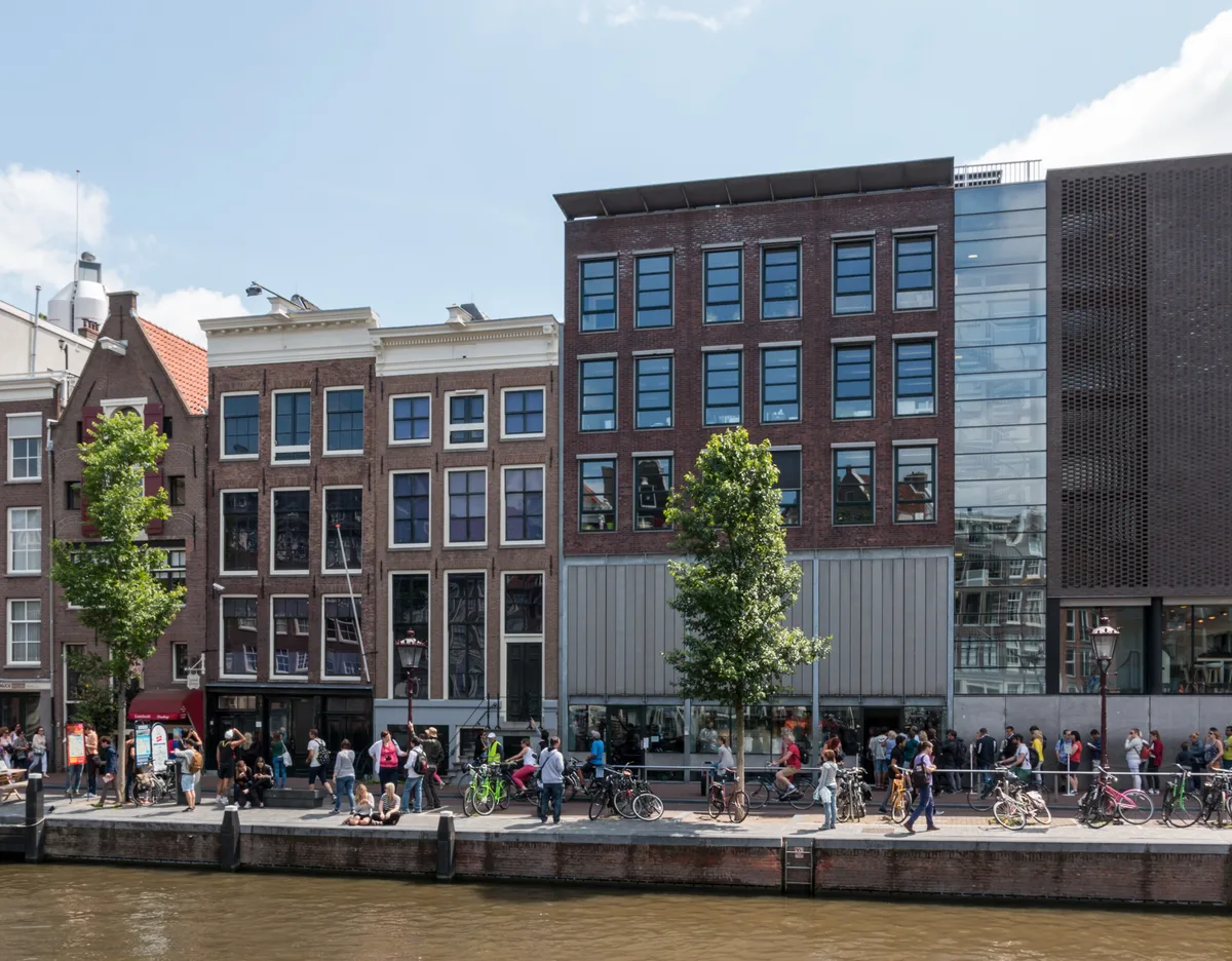 Anne Frank House in Amsterdam - A narrow 17th-century canal house with a hidden annex behind a movable bookcase...