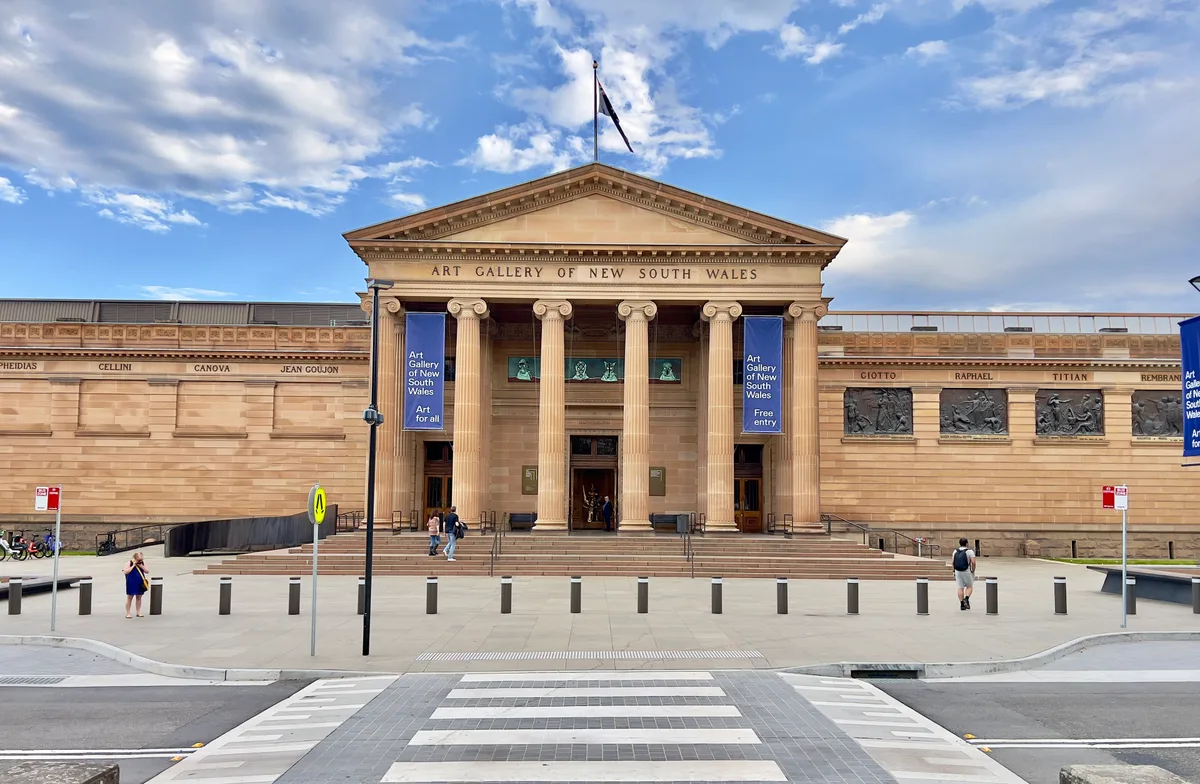 Art Gallery of New South Wales in Sydney - A Neoclassical sandstone building overlooking the Domain parklands, with a...