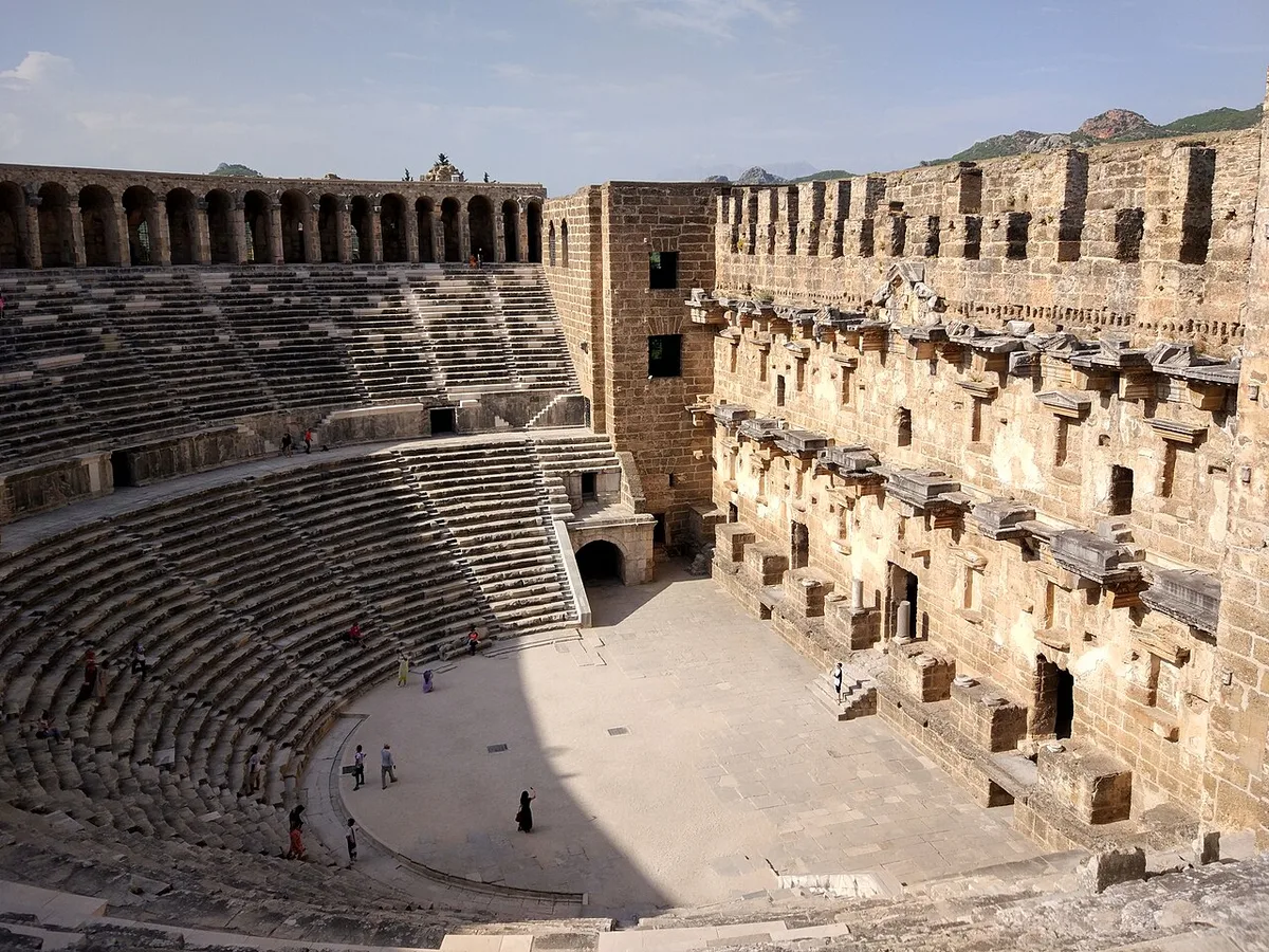 The stage building of Aspendos Theatre still standing to its full height