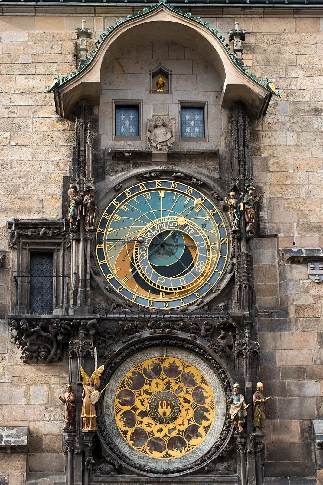 Prague Astronomical Clock in Prague - A medieval astronomical clock mounted on the southern wall of the Old Town Hall...