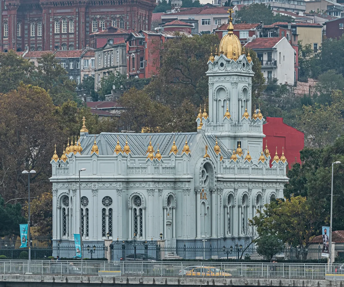 Bulgarian St. Stephen Church in Istanbul - A richly ornamented Bulgarian Orthodox church on the Golden Horn shore in...