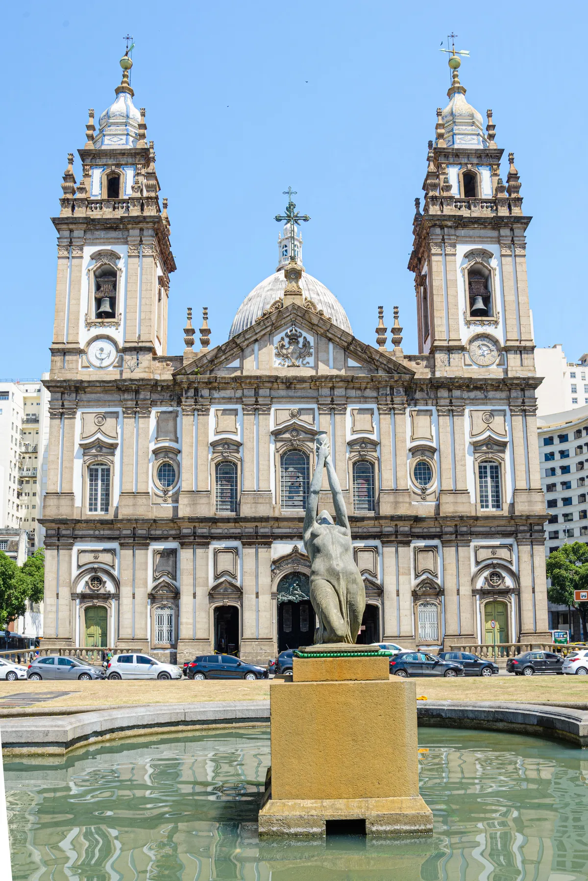 Candelária Church in Rio de Janeiro - A monumental twin-towered church with a Baroque facade and a neoclassical...