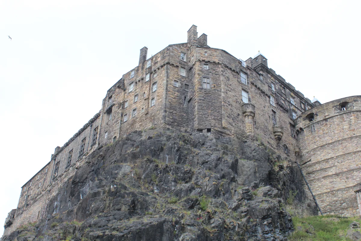 Edinburgh Castle in Edinburgh - The great royal fortress crowning the volcanic crag of Castle Rock above Princes Street Gardens