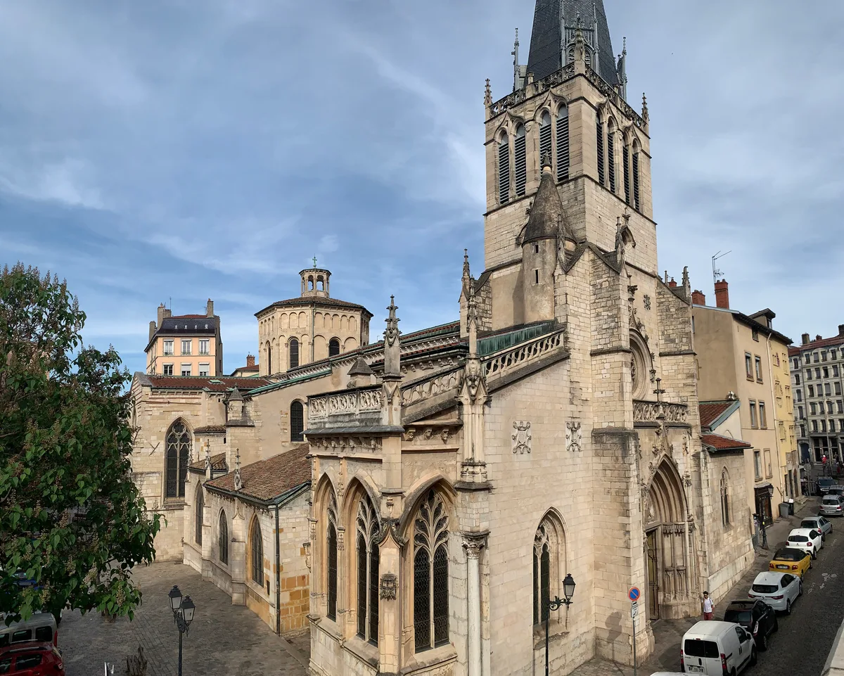 Church of Saint-Paul in Lyon - Romanesque and Gothic facade with octagonal lantern tower