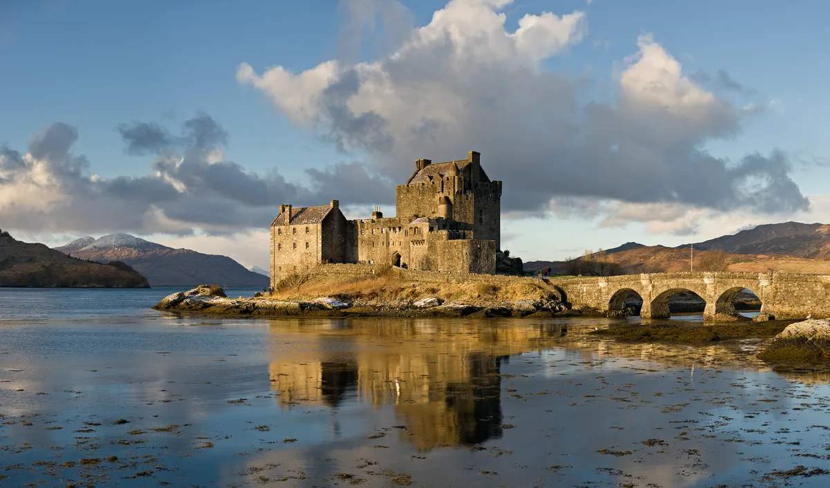 Eilean Donan Castle on its island where three sea lochs meet