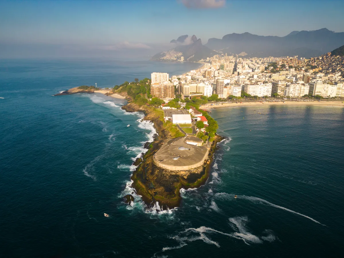Forte de Copacabana in Rio de Janeiro - A early 20th-century coastal fortress with thick concrete walls and original...