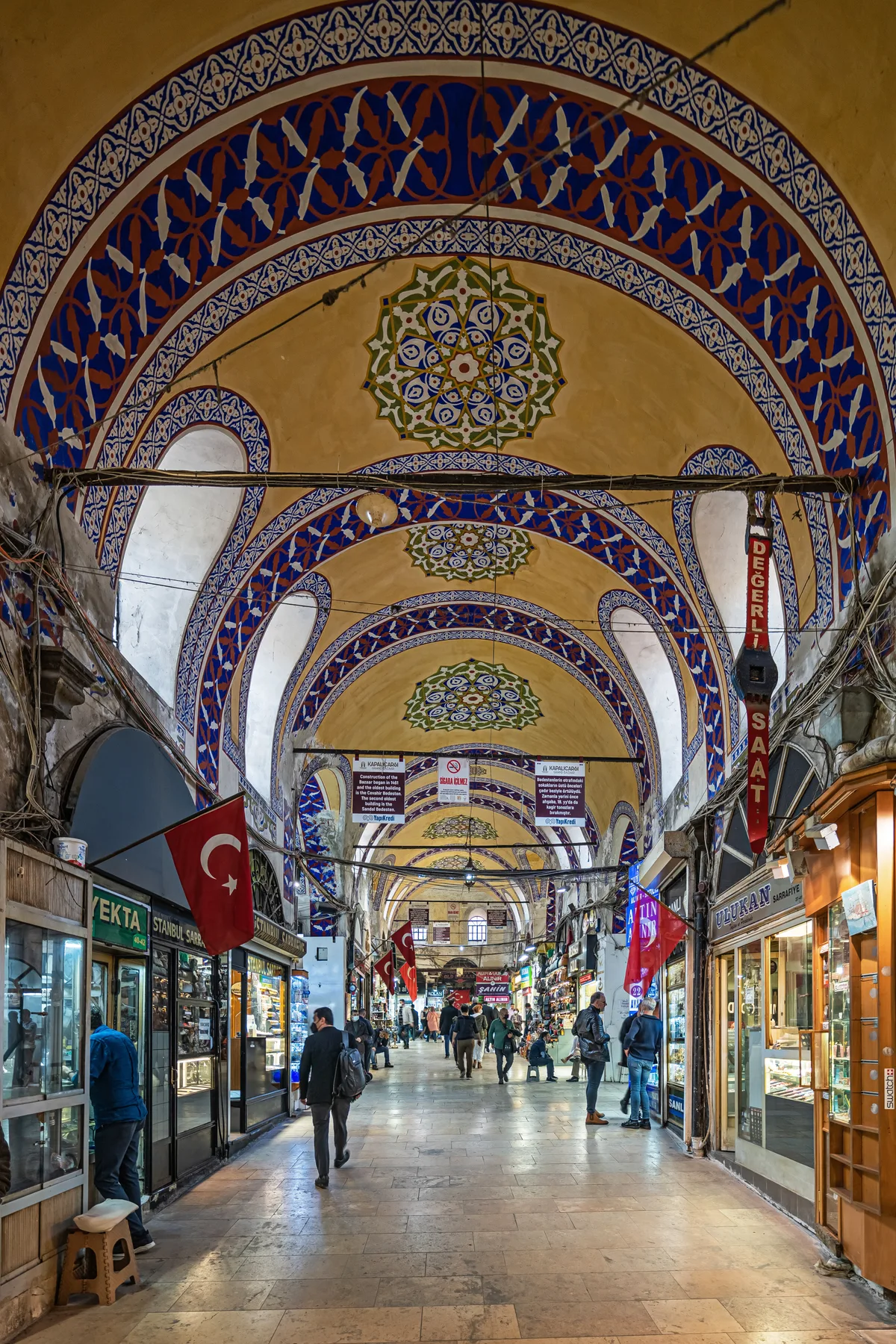 Grand Bazaar (Kapalıçarşı) in Istanbul - A walled quarter of vaulted, covered streets packed with shops and arcades near the old city's heart, entered through arched stone gates.