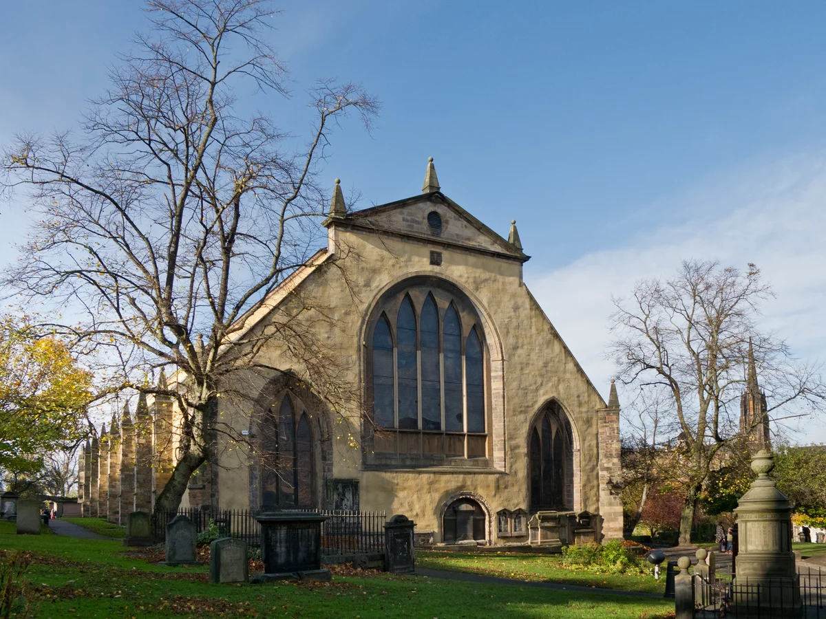Greyfriars Kirk in Edinburgh - The 17th-century church and its historic kirkyard, enclosed by the Flodden Wall, near George IV Bridge