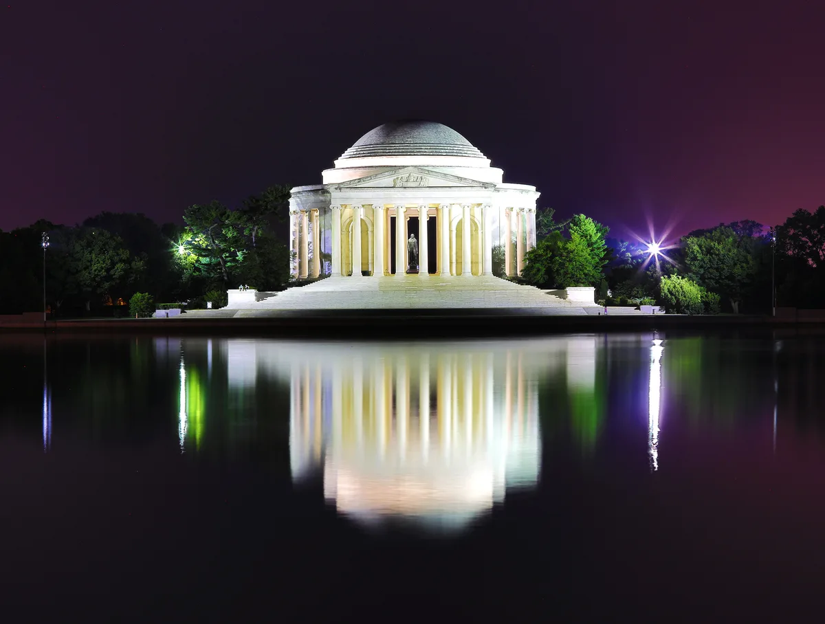 Jefferson Memorial in Washington DC - The circular domed memorial to Thomas Jefferson on the Tidal Basin, inspired by the Pantheon