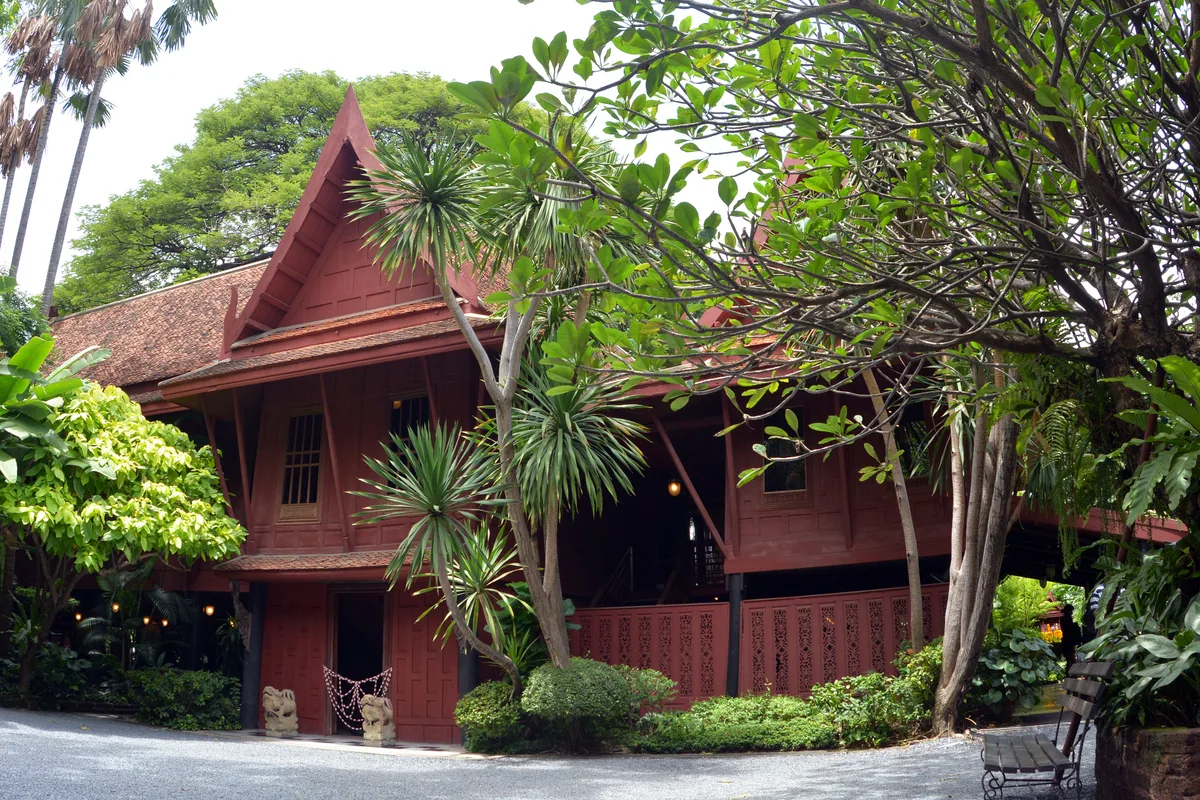 Jim Thompson House in Bangkok - A green garden compound with six traditional Thai teak houses raised on stilts...