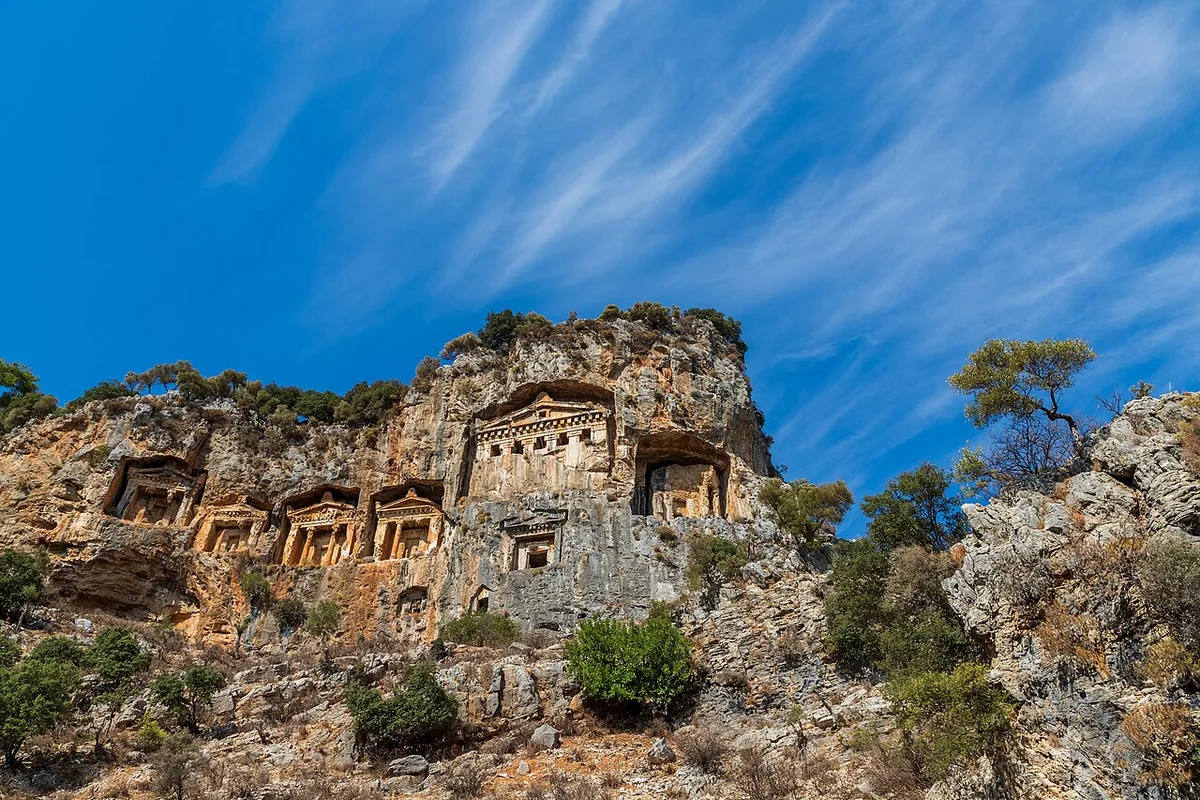 The rock-cut cliff tombs of Kaunos above Dalyan