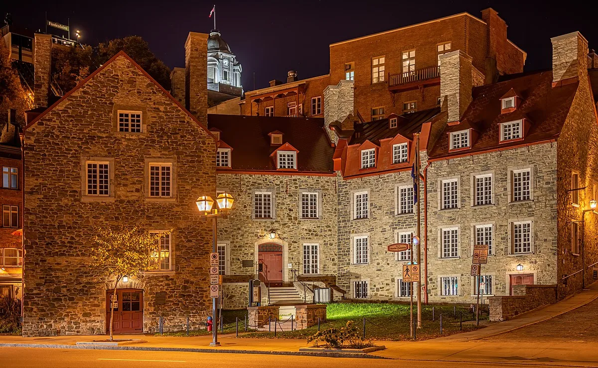 Maison Chevalier in Québec City - A cluster of stone buildings on Rue du Marché-Champlain, merging three houses of different ages into one facade
