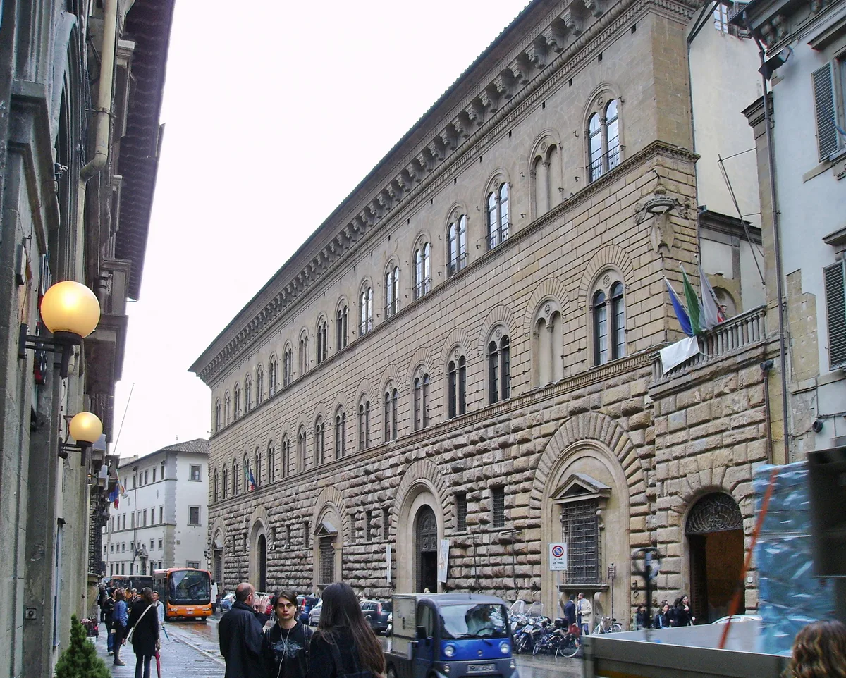 Palazzo Medici Riccardi in Florence - A three-storey stone palace whose rusticated walls grow smoother from floor to...
