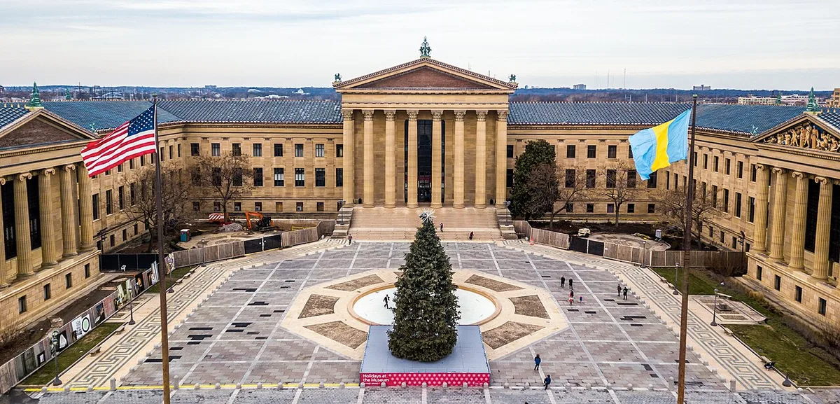 Philadelphia Museum of Art in Philadelphia - A massive Greek temple of stone, its broad staircase leading up to a...