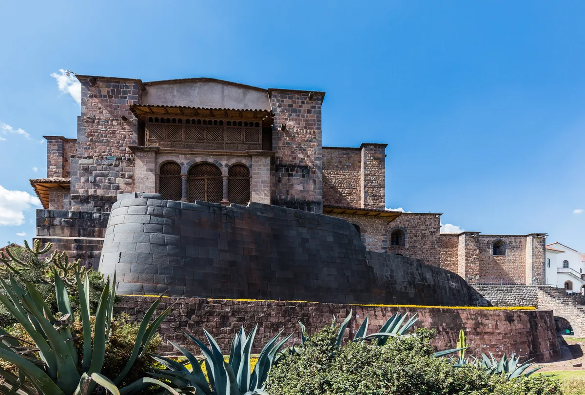 Qorikancha & Santo Domingo Convent in Cusco - A colonial Baroque church built directly atop a curved Inca stone wall of...