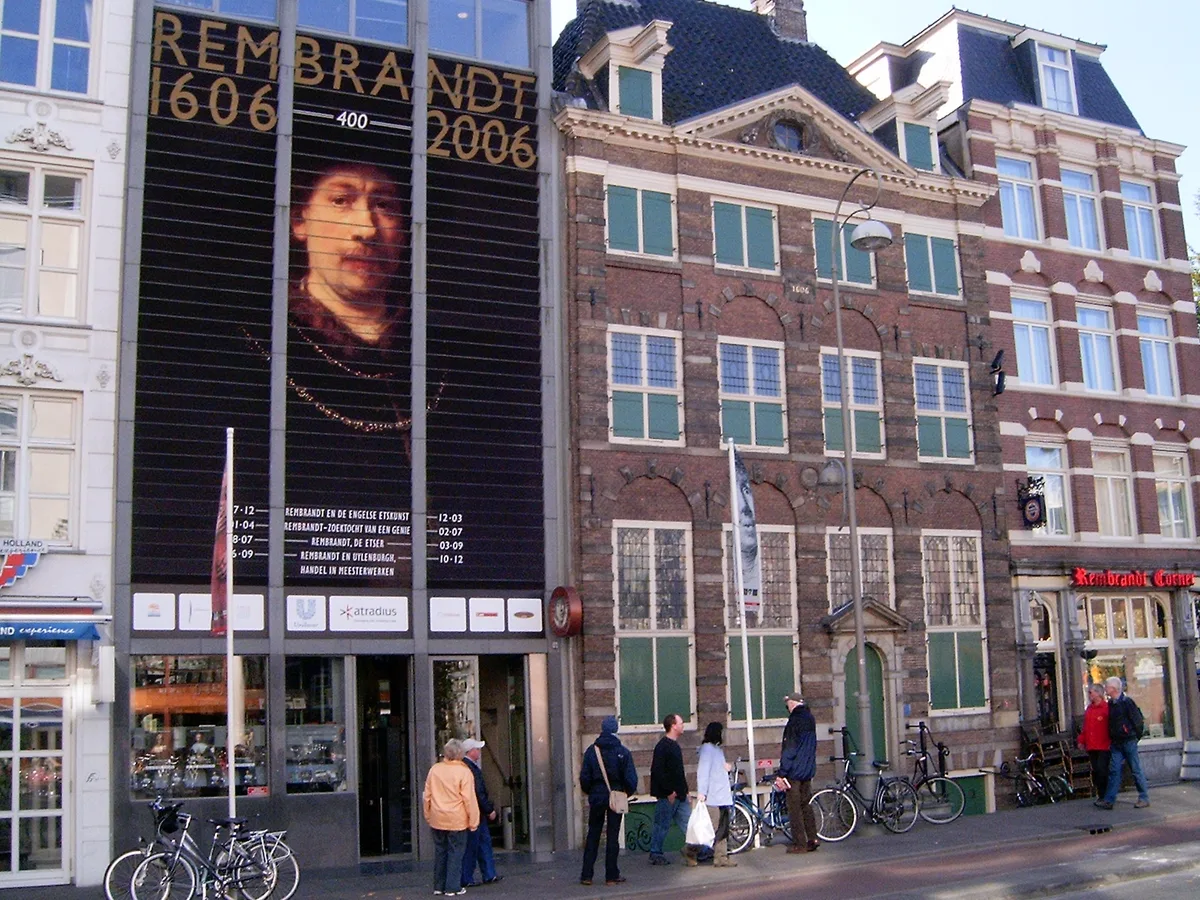 Rembrandt House Museum in Amsterdam - A 17th-century red-shuttered canal house with reconstructed period interiors, a...