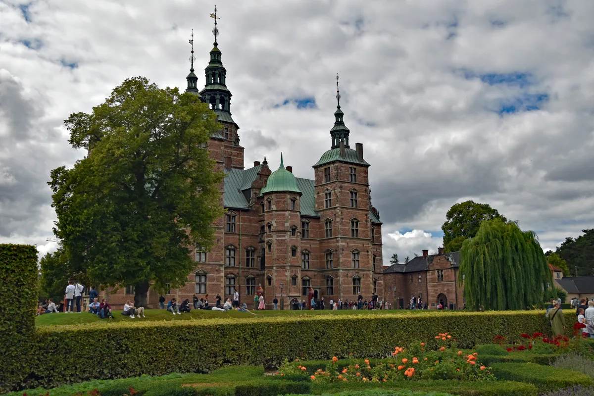 Rosenborg Castle in Copenhagen - A fairy-tale Renaissance castle of red brick and sandstone with copper turrets and...