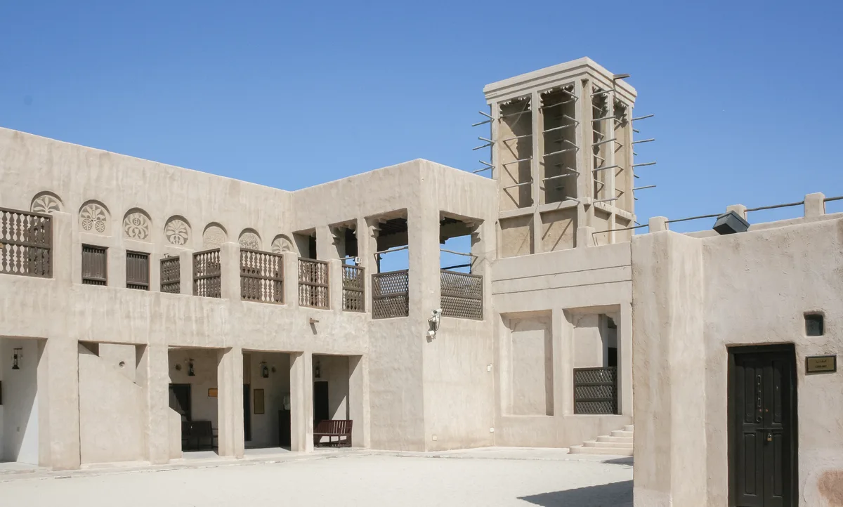 Sheikh Saeed Al Maktoum House in Dubai - The coral-stone residence on the bank of Dubai Creek in Al Shindagha, crowned by four wind towers