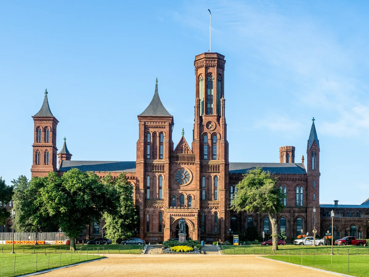 Smithsonian Castle in Washington DC - The red sandstone Romanesque building that opened the Smithsonian in 1855