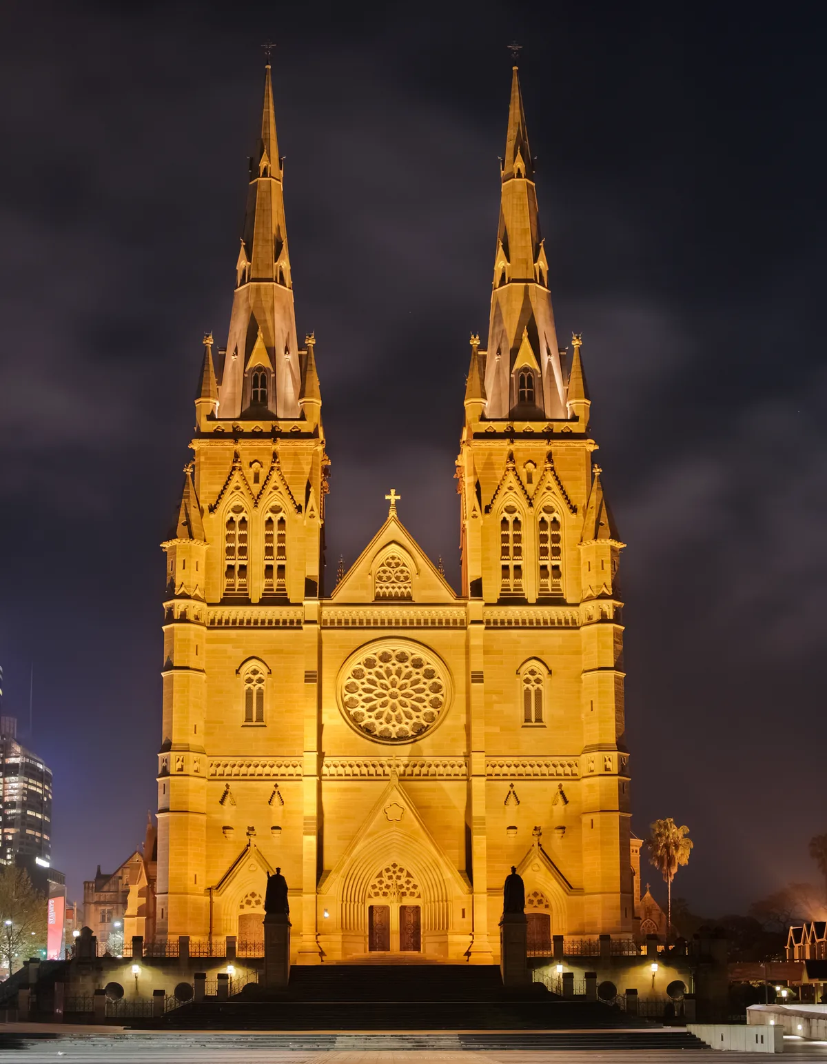 St Mary's Cathedral in Sydney - A Gothic Revival cathedral built from local sandstone, with twin spires rising 74.6...