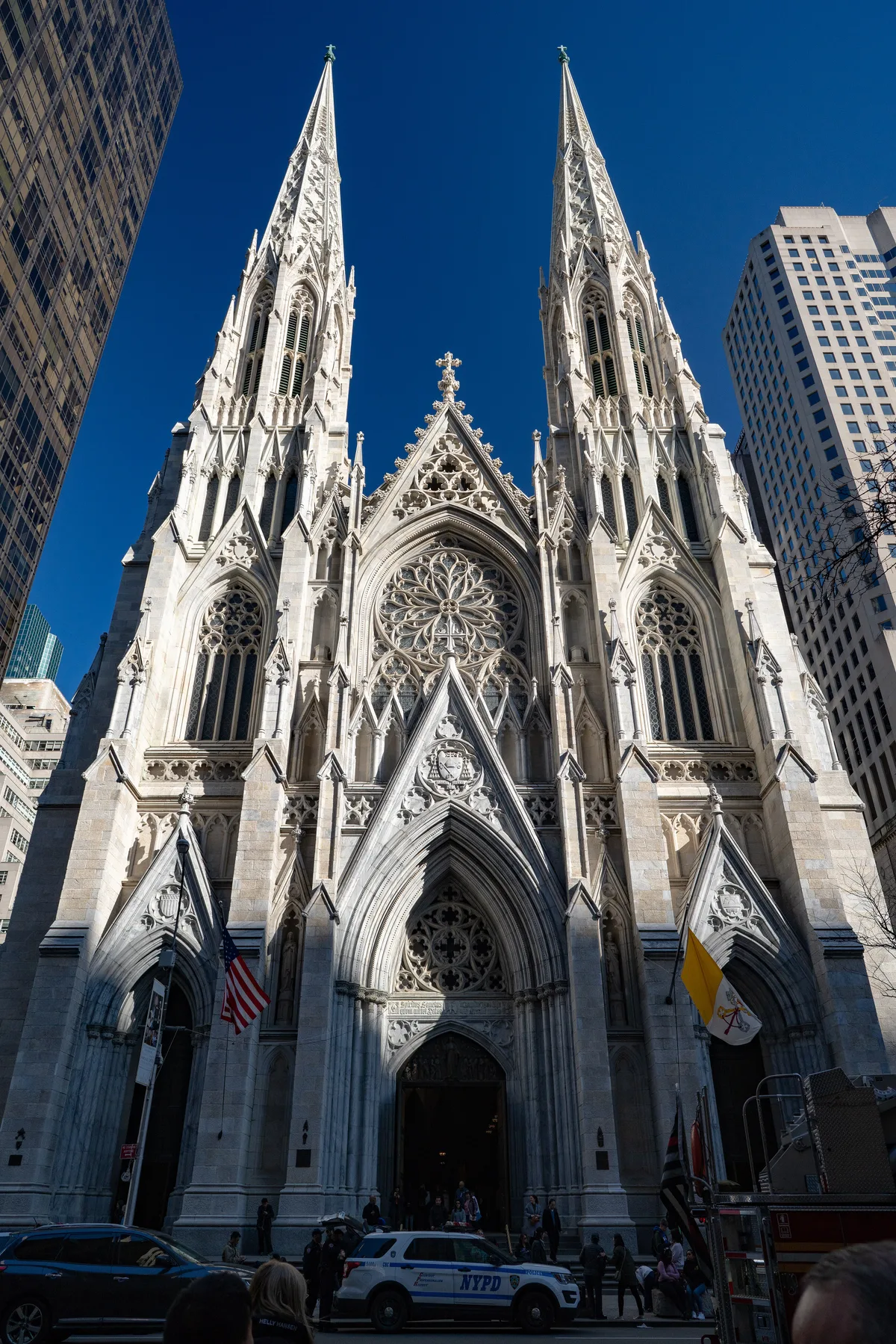 St Patrick's Cathedral in Dublin - A vast grey-stone Gothic cathedral with a soaring 43-metre spire, standing alone in...