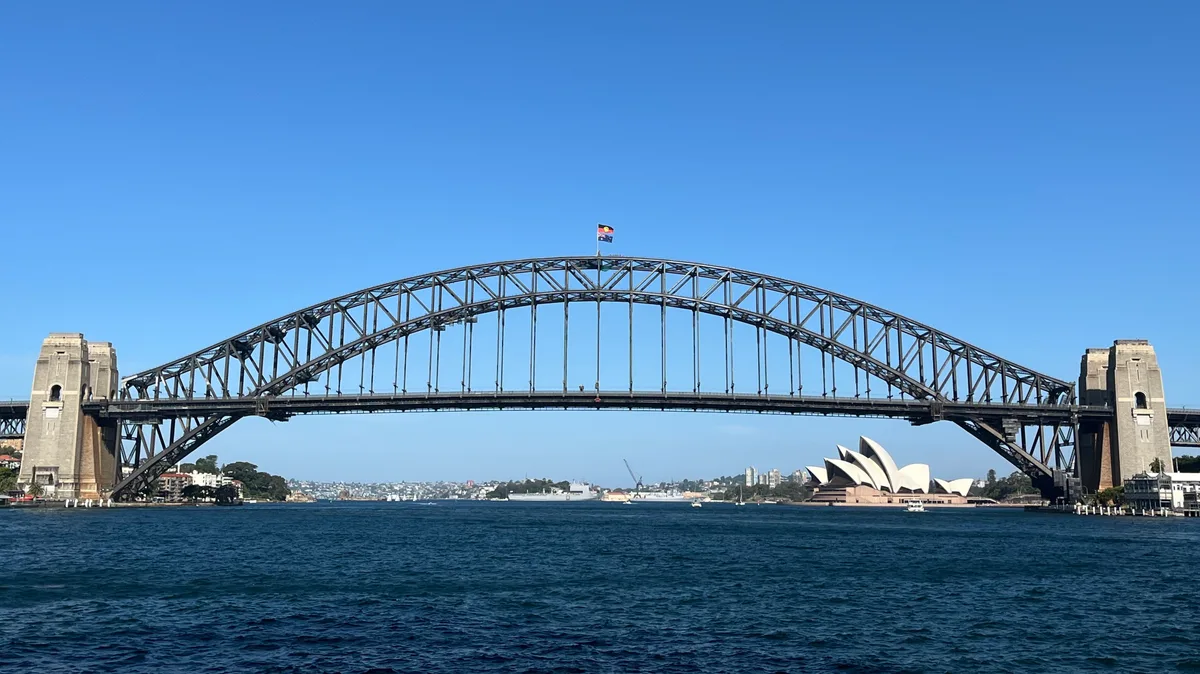 Sydney Harbour Bridge in Sydney - A massive steel arch bridge connecting the central business district to the North...