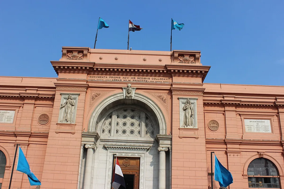The Egyptian Museum in Cairo - A grand pink Neoclassical building in Tahrir Square, filled with two floors of Egyptian...