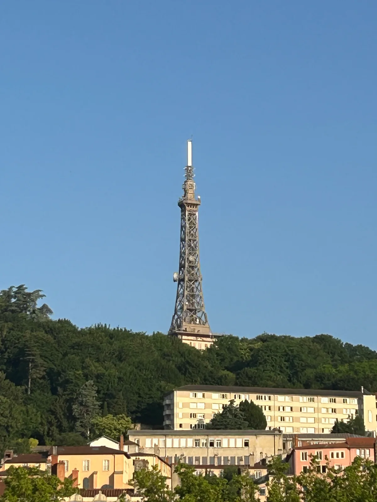 Tour Métallique de Fourvière in Lyon - open steel lattice tower on Fourvière hill beside the basilica