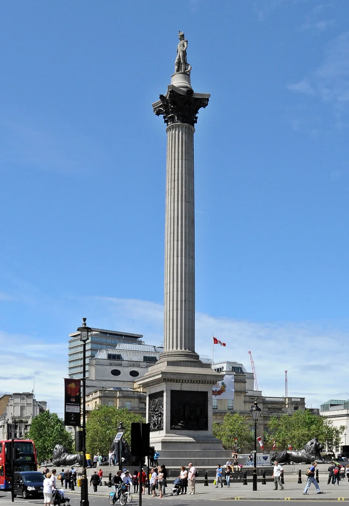 Trafalgar Square in London - A vast public square centred on Nelson's Column, a 51.6-metre fluted granite column...