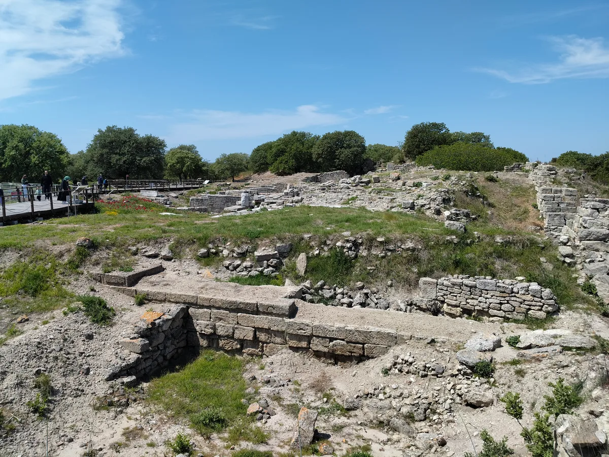The excavated ruins of the ancient city of Troy at Hisarlık