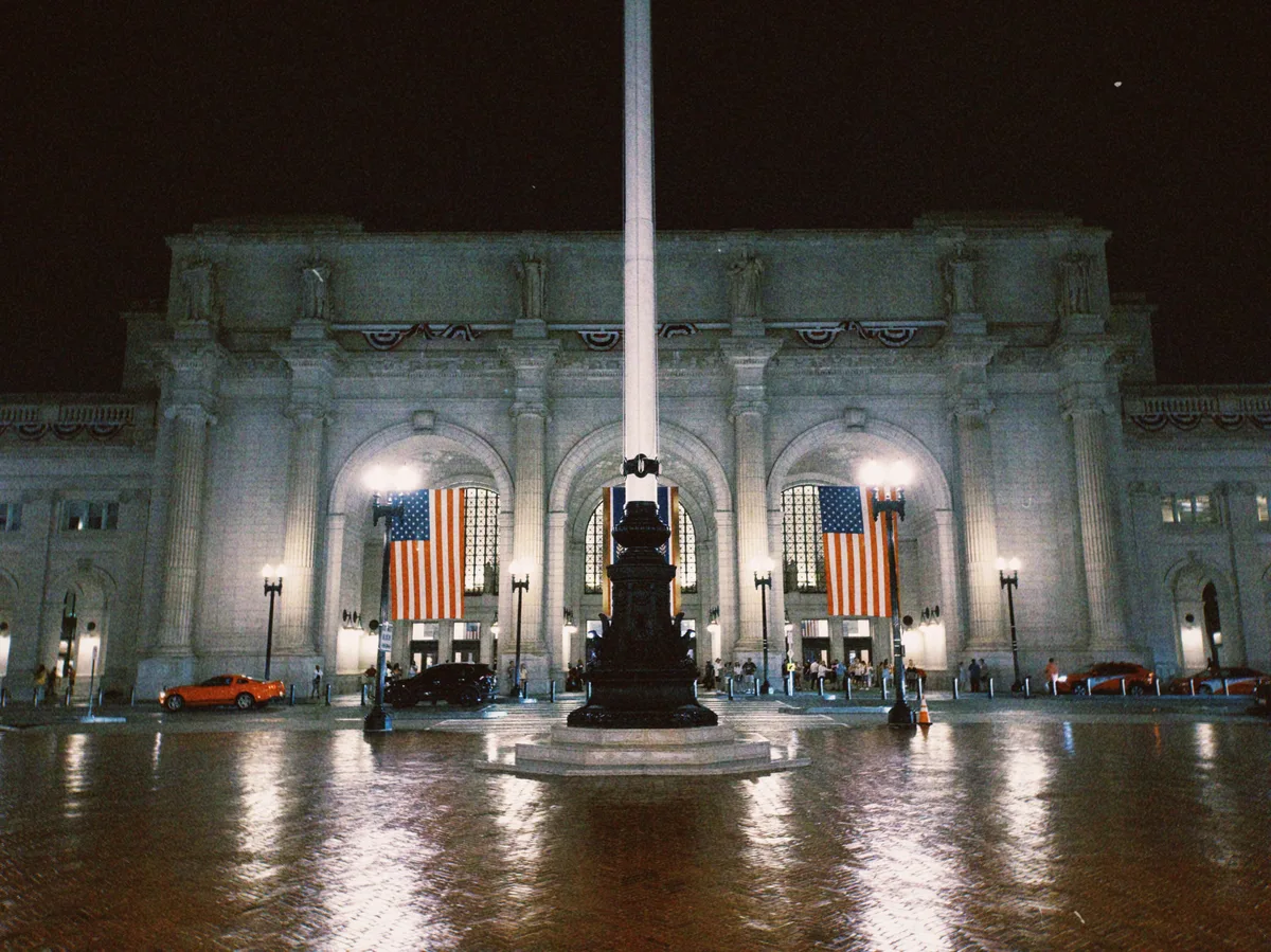 Union Station in Washington DC - The Beaux-Arts train station with its colossal columns and triumphal arch on Columbus Circle