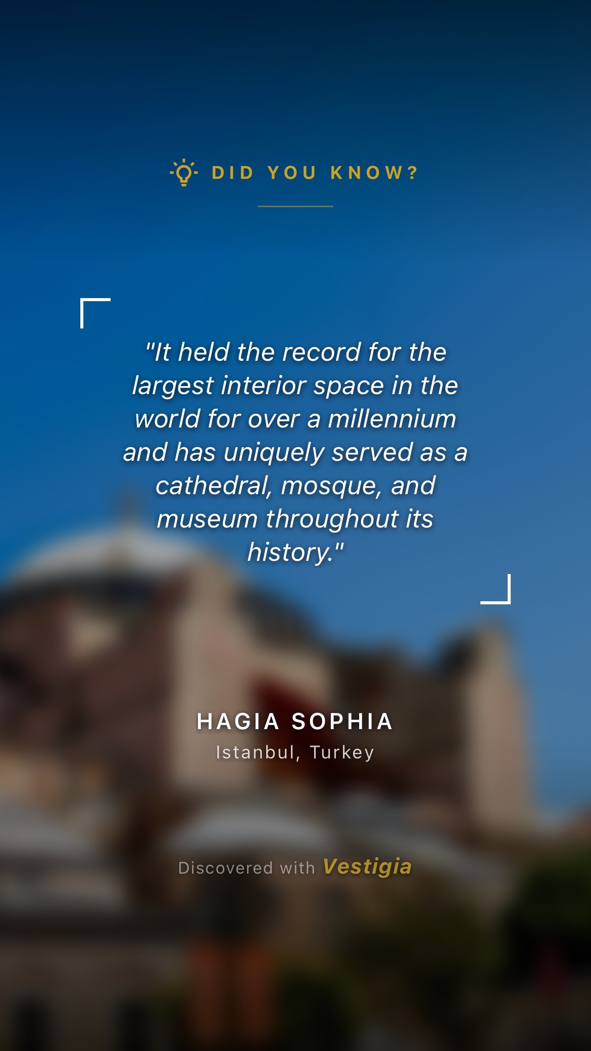 Vestigia AI shareable story card of a historical discovery