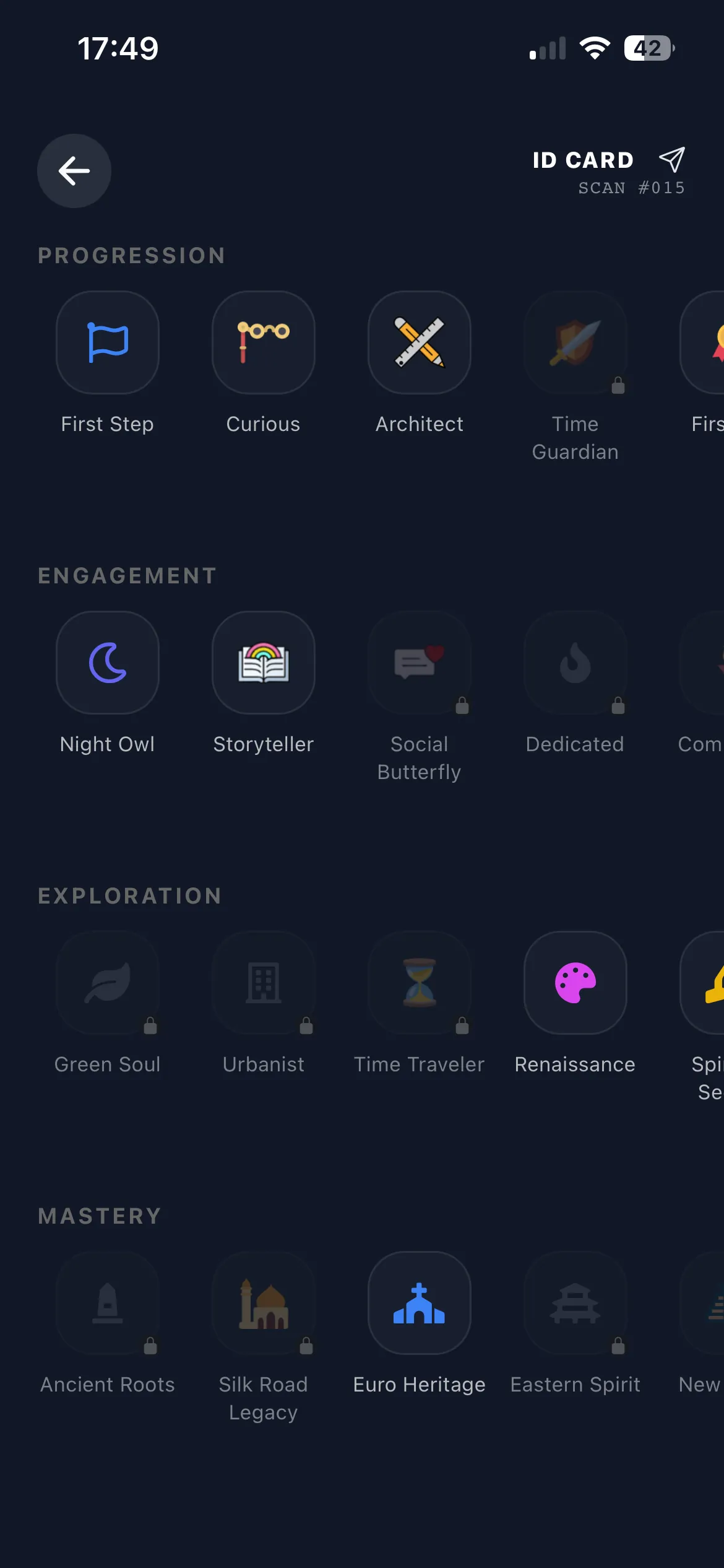 Vestigia AI dark mode landmark exploration