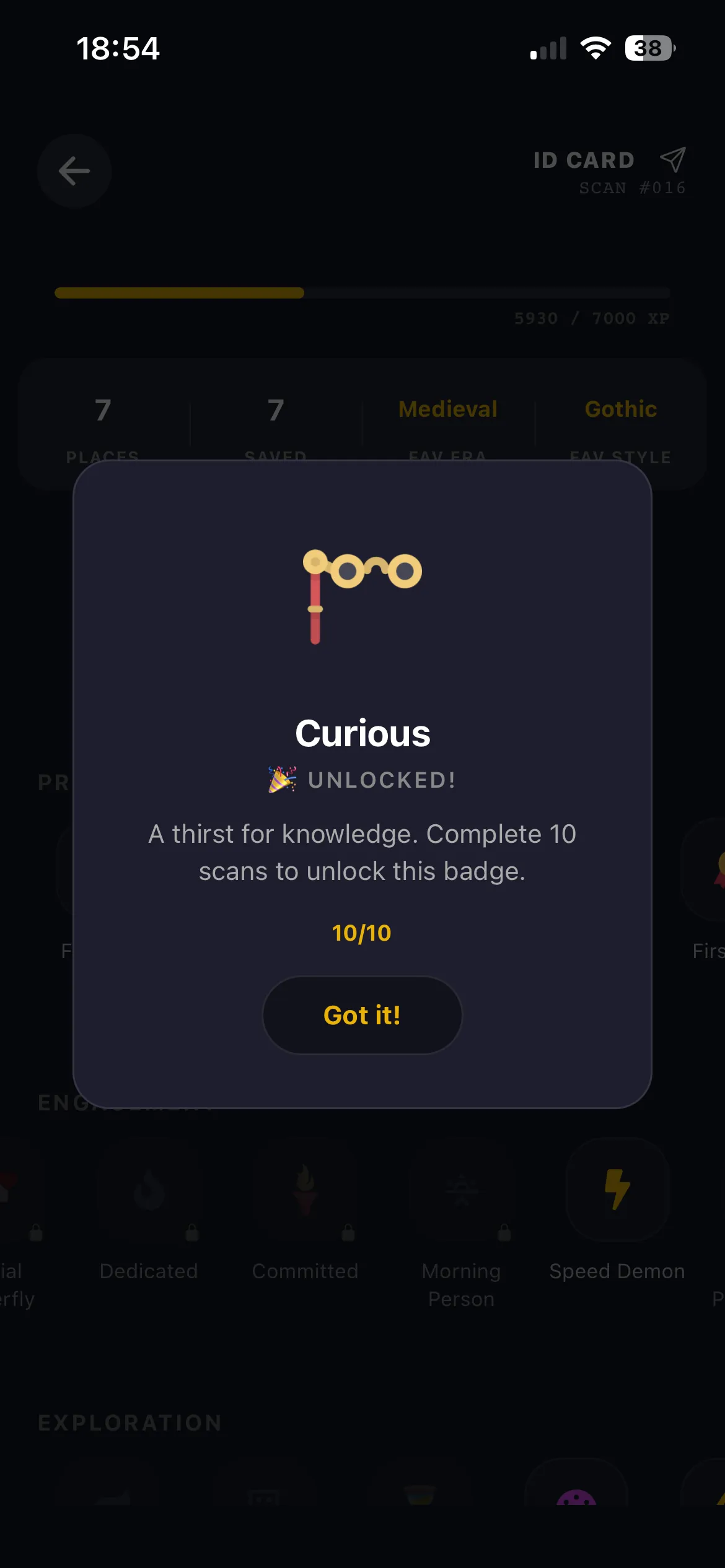 Vestigia AI gamification XP leveling system