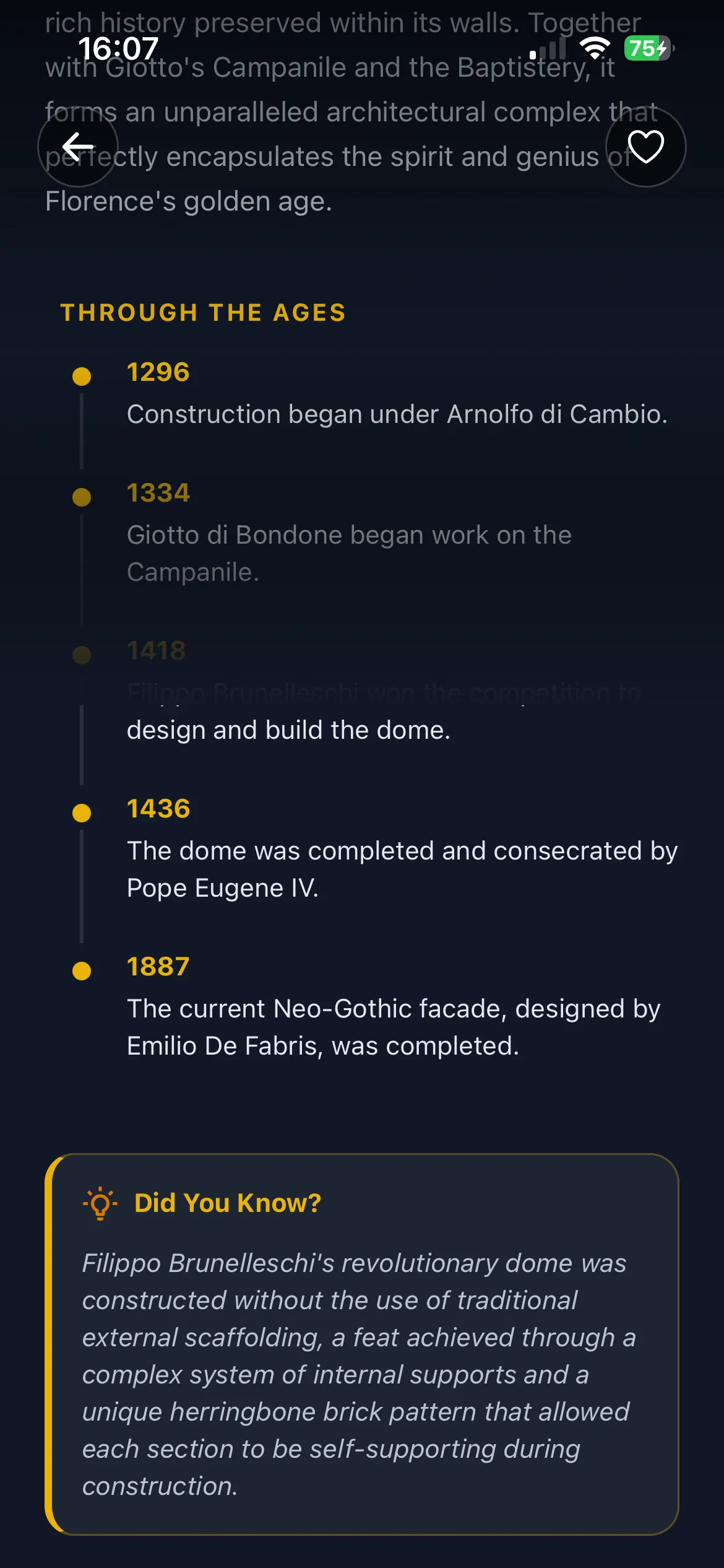 Vestigia AI architectural style and history details